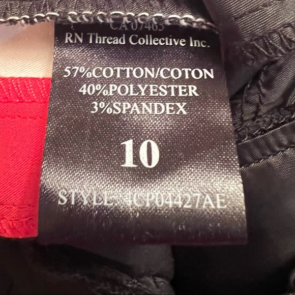 Essentials by ABS black pants red & white stripes down leg size 10 NWT - Picture 6 of 6